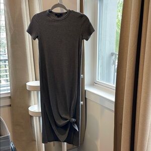 Gray Knit bodycon Dress with leg slip